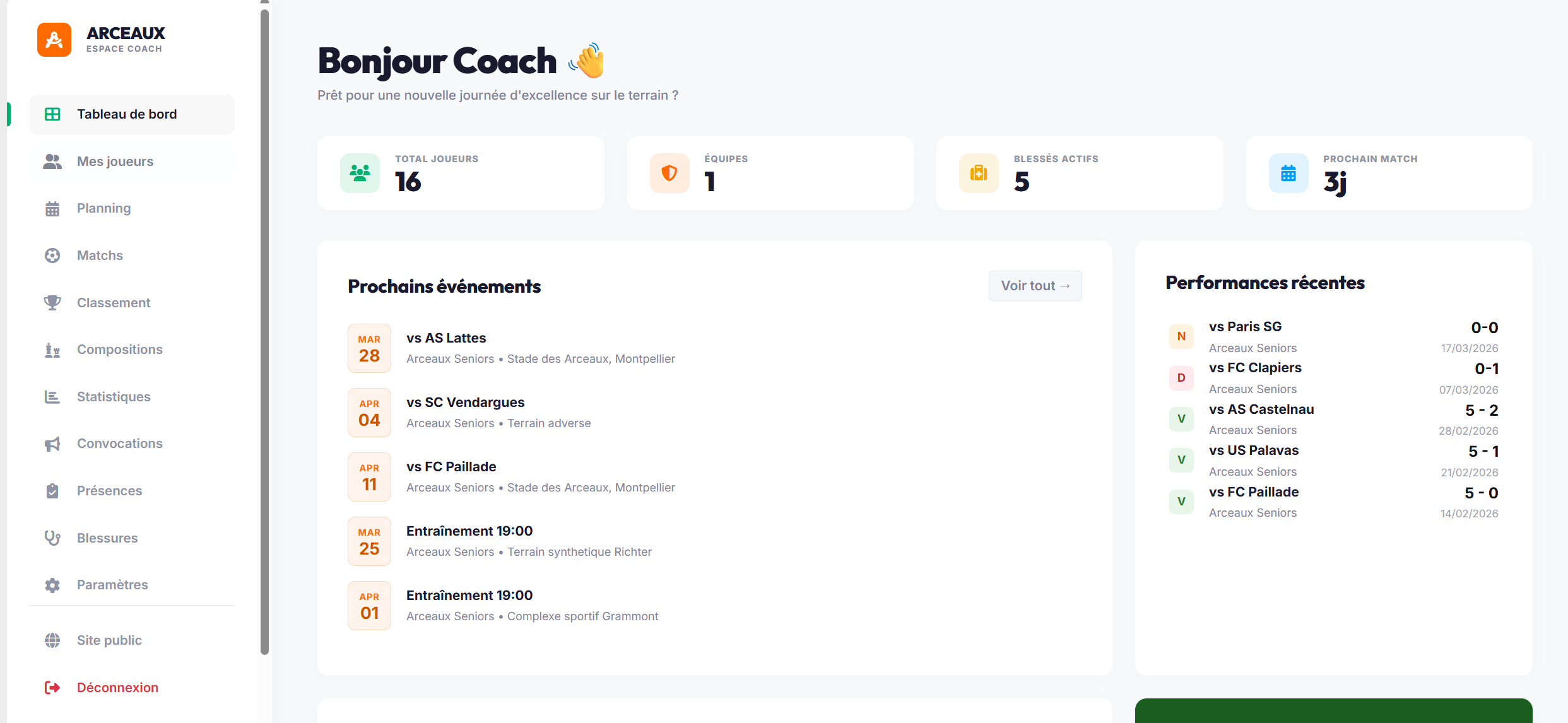 Espace coach Arceaux FC