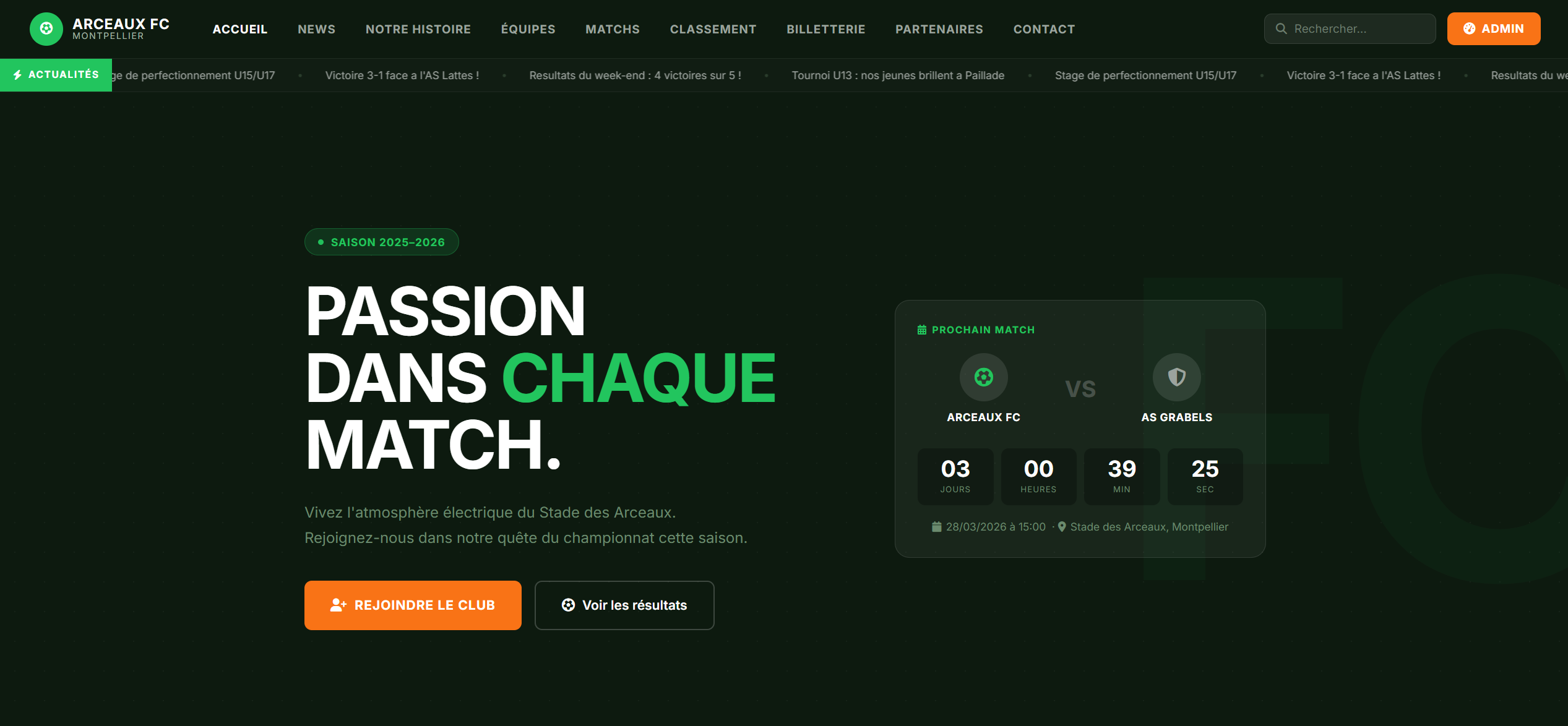 Arceaux FC — Application web et mobile de gestion de club de football